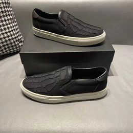 Men Leather Casual Shoes Man Slip-On Luxury Suede Leathers Flat Skate Skeleton Shoes Trend Loafers