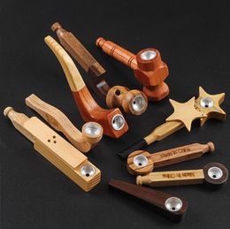 Latest Wooden Smoking Pipe 7 Styles Tobacco Herbal Cigarette Spoon Hand Pipes Tools Holders Filter Tips Accessories