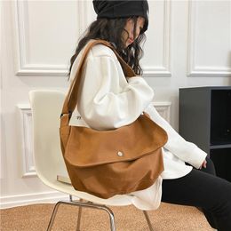 Evening Bags Vintage Brown Messenger Bag For Women Shoulder Sac A Main Large Capacity Handbag Female Simple Canvas Schoolbag