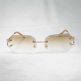 Luxury Designer Fashion Sunglasses 20% Off Vintage Rimless Wire Men Eyewear Women For Summer Diamond Cutting Clear Glasses Metal Frame Oculos GafasKajia