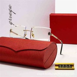 Luxury Designer High Quality Sunglasses 20% Off cut edge square glasses two color gradient frameless card home metal FashionKajia