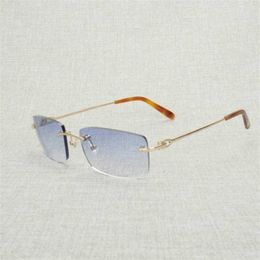 Women's fashion designer sunglasses Vintage Rimless Square Men Oval Clear Glasses Frame Women Eyeglasses Shades Oculos Gafas for Driving Fishing 011