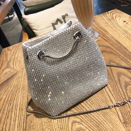 Evening Bags Razaly Brand High Quality Designer Korean Bag Japanese Style Bucket Tote Small Silver Metal Chain Messenger Summer Bolsos 2023