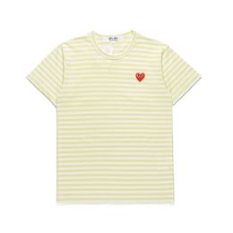 Designer TEE Men's T-shirts CDG Play COM Des Garcons Striped Shirt RED Heart Yellow White Size XL tee