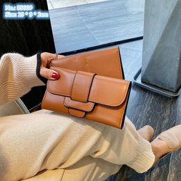 Factory wholesale ladies shoulder bag 6 Colours simple and versatile solid Colour leather student wallet multi-card wear-resistant two-piece fashion card package