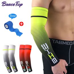 Arm Leg Warmers BraceTop 1 Pair Cool Men Cycling Running Bicycle UV Sun Protection Cuff Cover Protective Arm Sleeve Bike Sport Arm Warmer Sleeve 230325