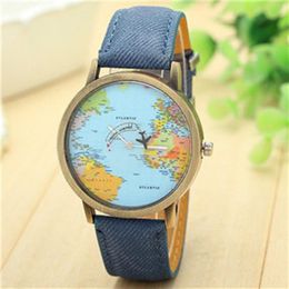 Wristwatches Mini World Fashion Quartz Watch Men Unisex Map Aeroplane Travel Around The Women Leather Dress Wrist Watches 10