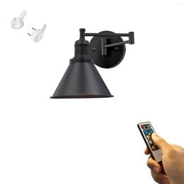 Wall Lamp NuNu 1PCS Black Metal Light Battery Run 55 Lumens LED Remote Control Dimmable Timing Sconce Retro Vintage Design