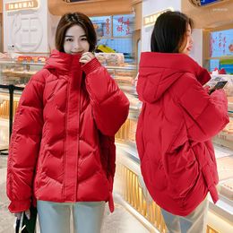 Women's Trench Coats Hooded Parkas For Women Casual Loose Cotton Padded Autumn Winter Puff Jacket Thick Warm Outerwear Female Tops