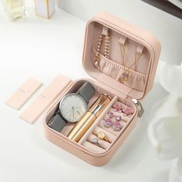 Storage Bags Leather Jewelry Box Portable Organizer Display Case Travel Boxes Necklaces Rings PackagingStorage