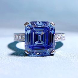 Handmade Sapphire Diamond Ring 100% Real 925 sterling silver Party Wedding band Rings for Women Men Promise Engagement Jewellery