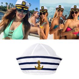 Berets Fashion Navy Sailor Hat All-match Men Woman Casual Uniform Roll-up Brim Ladies For Carnivals Party Summer DXAA