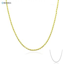 Chains Sterling Silver Gold 1.2mm Twist Chain Choker Necklace Women Slim Fashion Fine Jewellery Gift Luxury Jewels