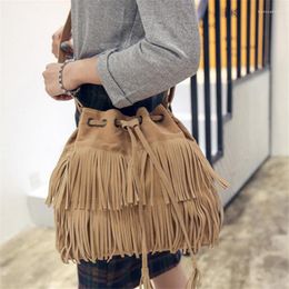 Evening Bags Women Messenger Tote Handbag Retro Faux Suede Tassel Shoulder Handbags Crossbody Bag Bolsa Feminina 20#73