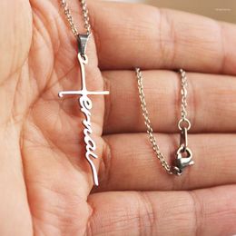 Chains 1pc Design Eternal Stainless Steel Pendant Necklace Cross Faith Necklaces Women Men Girls Christmas Jewellery Gift