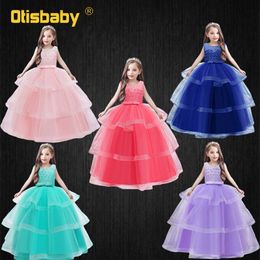 Girl's Dresses Teenage Lace Sleeveless Gown Long Evening Dress Floral Mesh Kids Dresses for Girls Princess Wedding Dresses Age 9 10 11 12 13 14 P230327