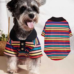 Dog Apparel Pet Clothes Pet Vest Beautiful Colour Thin Comfortable Close-fitting No Pilling Dress Up Polyester Dog Stripe Polo Shirt for Cats AA230327