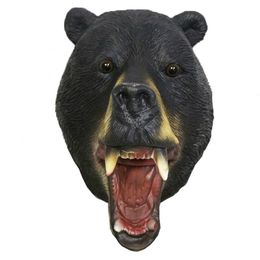 Party Masks Funny Carnival Halloween Black Bear Latex Mask Rubber Animal Masquerade Party Costume 230327