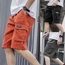 Men's Shorts Casual Fifth Men Short Drawstring Shorts Solid Color Pants Elastic Waistband Cargo Shorts 230327