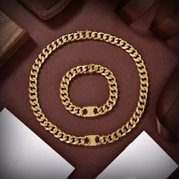 Golden Link Chunky Chains 18k Gold Plated Designer Necklace for Men Women