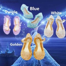 Sandals Baby Girls Princess Crystal Shoes Kids Girl Cosplay Halloween Party High-Heeled Shoes Children Jelly Wedge Shoes Dancer Shoes W0327