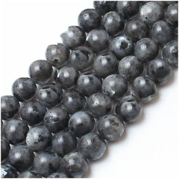 Stone 8Mm Natural Beads Labradorite Larvikite Round Loose For Jewellery Making 15.5Inch/Strand Pick Size 4 6 8 10 12 14Mm D Dhboe