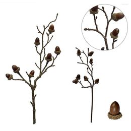 Decorative Flowers Artificial Acorn Branches Brown Tree Stem Floral Arrangement Party Supplies Home Decoration Wedding Ornament Christmas