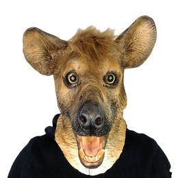 Party Masks Hyena Animal Mask Wild Dog Overhead Latex Zoo Fancy Party Masquerade Movie 230327