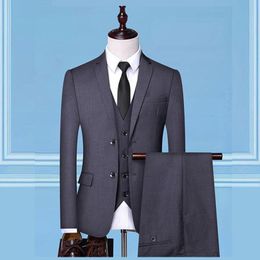 Men's Suits & Blazers PAULDSM Formal Dress For Men 3Piece Slim Fit Jacket Pants Vest Wedding Male Suit High Quality Classic Business Homme C