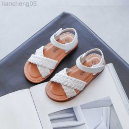 Sandals COZULMA Roman Sweet Girls Princess Shoes Sandals 2021 Summer Kids Children Woven Shoes Baby Anti-Slip Open Toe Shoes Size 23-34 W0327