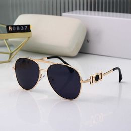 Luxury Designer Versage Sunglasses Men's Women's Vercace Sunglasses Fashion Toad Glasses Printed Thin Travel Sunglasses Uv Protection Gold Dust 0837