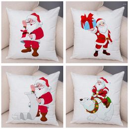 Pillow Merry Christmas Pillowcase Cover For Sofa Home Car Decor Cute Cartoon Santa Claus Super Soft Short Plush Case