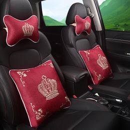 Automotive Headrest Car Pillow Colour Linen Crown Neck Pillow Lumbar Support Pillows Four Seasons Universal