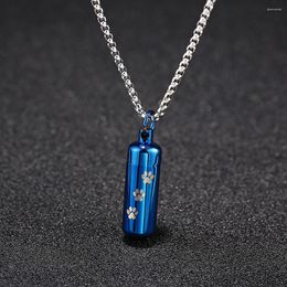 Chains Cremation Urn Pendant Necklace Cylinder Vial Keepsake Jewelry Memorial Pew For Ashes Women Men