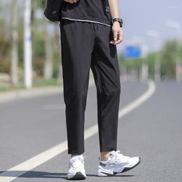 Men's Pants Summer Solid Joggers For Men High Quality Brand Korean Fashion Slim Fit Drawstring Casual Male Ninth Black/Gray