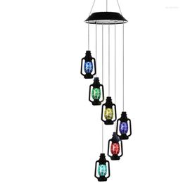 Changing Solar Powered Lanterns Wind Chime Mobile LED Light Gzero Spiral Spinner Windchime Portable Outdoor For