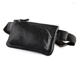 Waist Bags 2023 Men Bag Fanny Pack PU Leather Belt Purse Small Phone Key Pouch Black Packs