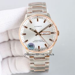 New M021.431.22.031.00 Watch Commander Rose Gold Bezel 40mm ETA 2836 Automatic Mens Watch Black Dial Sapphire Double Date Stainless Steel Fashion Gents Watches