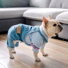 Dog Apparel French Bulldog Clothes for Dog Clothes Denim Dog Jumpsuit Pet Clothing for Dogs Pets Clothing Winter Pet Coat Jacket Ropa Perro 230327