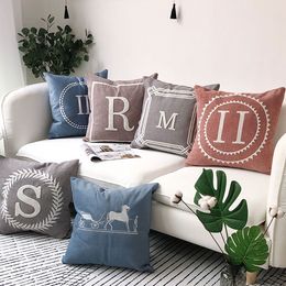 Modern Simple Three-Dimensional Embroidered English Letters Pillow Cover Car Throw Pillowcase Wholesale Sofa Cushion without Pillow Core