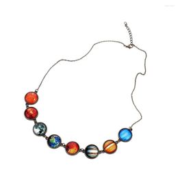 Chains Solar System Eight Planets Stars Chain Necklace Pendant Glass Ball Earth Sun Universe Romantic Personality Jewellery