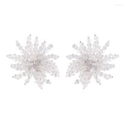 Stud Earrings Fashion Silver Needle Personality Snowflake White Crystal Women's Wedding Gift