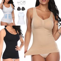 Womens Shapers Women Slim Push Up Plus Size Bra Cami Tank Top Body Removable Underwear Slimming Vest Corset Shapewear 230327