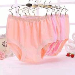 Women's Panties 8 pieces a lot middle-aged Women Panties 100% cotton High-waist Underwear Threaded Brief Solidy Underpants Breathable 230327