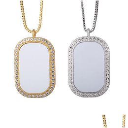 Sublimation Blanks Blank Necklace With Chain Heat Transfer Pendant Bezel Tray Bases Aluminium Insert For Jewellery Maki Dhtpw