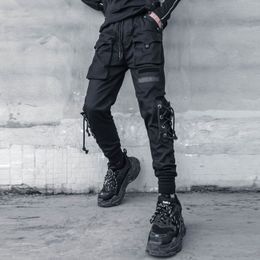 Men's Pants 11 BYBB'S DARK Streetwear Personality Straps Pants Hip Hop Cargo Pant Men Loose Harajuku Joggers Men Trousers Punk Tactical 230327