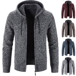 Men's Sweaters Winter Coat Warm Cashmere Sweater Men's Knitted Cardigan High Quality Casual Sports Zipper Hooded Wear