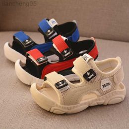 Sandals Summer new children barefoot sandals boy soft bottom beach shoes anti-kick protection head toddler functional sandals W0327