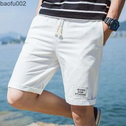 Men's Shorts 2022 Summer Home Casual Shorts Men fashion Plus Size Mens Loose Cotton Shorts Comfortable Breathable White Shorts Male S-5XL W0327
