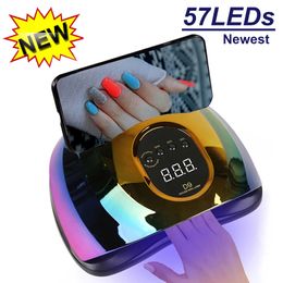 Nail Dryers Nail Dryer Nail Drying Lamp 57 LEDs 300W LED UV Light For Drying All Gel Nail Polish Professional Manicure Pedicure Epuipment 230325